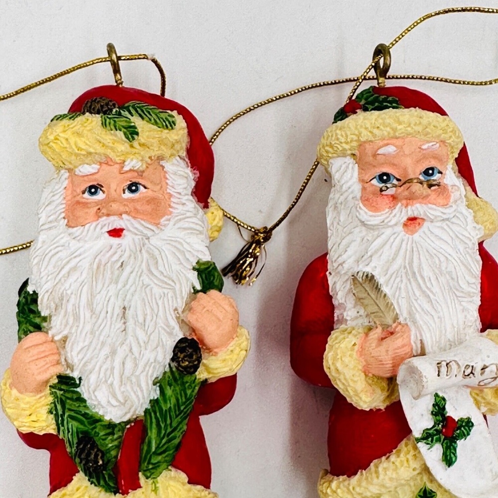 Santa Claus Christmas Ornament Light Covers 6" Resin Set of 2 Vintage